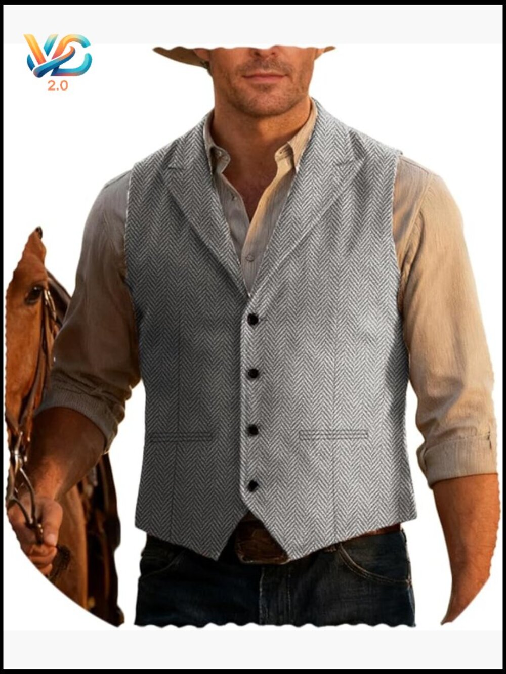 Men's Tweed Vest Notch Lapel Wool Blend Business Waistcoat Tailored Fit